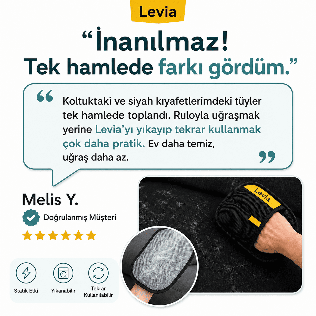 Levia™ Statik TüySil - Dökülen Tüylere Anında Veda